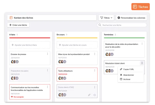 Kanban des tâches