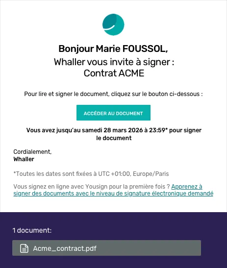 Email d'invitation