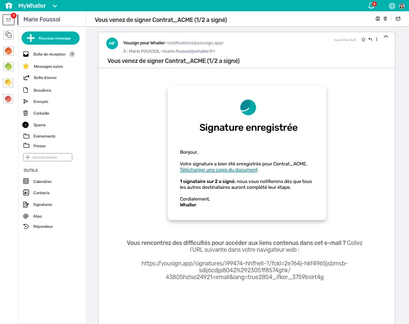 Email post-signature
