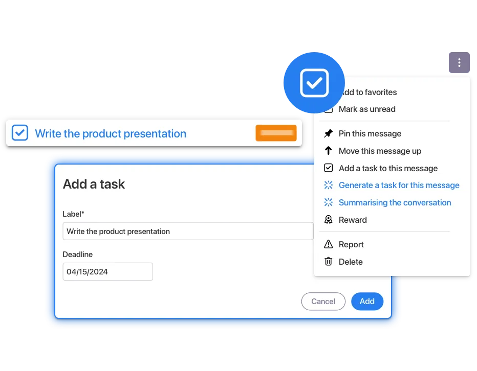 Automatic task generation from a conversation with Whaller (IA)ssistant