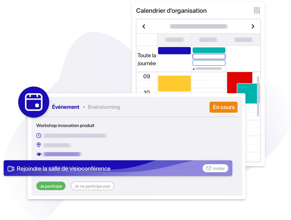 L’agenda Whaller vous permet d’organiser des réunions ou des événements d’équipes.