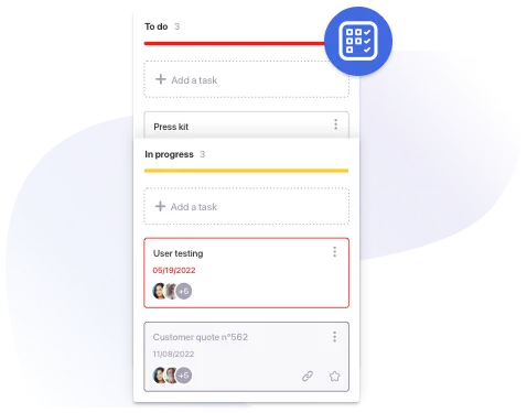 Manage and monitor the progress of a project from the task Kanban.